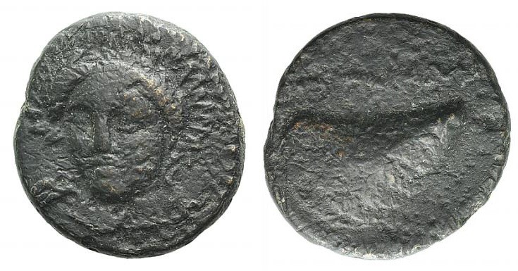 Aeolis, Gyrneion, 4th century BC. Æ (16mm, 3.91g, 5h). Laureate head of Apollo f...
