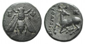 Ionia, Ephesos, c. 390-320/00 BC. Æ (13mm, 2.23g, 11h). […]ytagores, magistrate. Bee. R/ Stag kneeling l., head r.; astragalos above. Cf. SNG Copenhag...