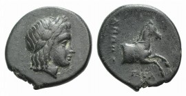 Ionia, Kolophon, c. 360-330 BC. Æ Chalkous (13mm, 1.96g, 11h). Uncertain magistrate. Laureate head of Apollo r. R/ Forepart of horse r. SNG Copenhagen...