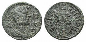 Caria, Bargasa, c. 2nd-3rd century AD. Æ (21mm, 4.71g, 6h). ΔHMOC, Draped bust of Demos r. R/ BAPΓACHNΩN, Tyche standing l., holding rudder and cornuc...