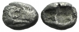 Kings of Lydia, time of Kroisos, c. 550-546 BC. AR 1/6 Stater (10mm, 1.56g). Sardes. Confronted foreparts of lion and bull. R/ Incuse punch. Berk 25; ...