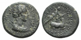Lydia, Hierocaesarea. Pseudo-autonomous issue, 1st century AD. Æ (14mm, 2.61g, 12h). Draped bust of Artemis r., with bow and quiver over shoulder. R/ ...