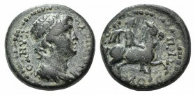 Lydia, Mostene. Pseudo-autonomous issue. 1st-2nd century AD. Æ (19mm, 4.86g, 12h). Draped bust of the Senate r. R/ Hero, holding double-axe over his s...