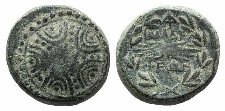 Lydia, Philadelphia, 2nd-1st centuries BC. Æ (15mm, 4.81g). Macedonian shield. R...