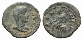 Pisidia, Baris, 3rd century AD. Æ (20mm, 3.90g, 12h). Veiled and draped bust of Boule r. R/ Hermes seated l. on rock, holding purse and caduceus. RPC ...