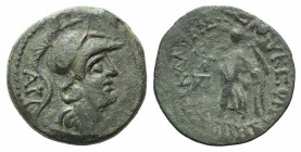 Cilicia, Seleukeia, 2nd-1st centuries BC. Æ (22mm, 6.61g, 12h). Helmeted head of Athena r.; APT behind. R/ Nike advancing l., holding wreath and palm;...