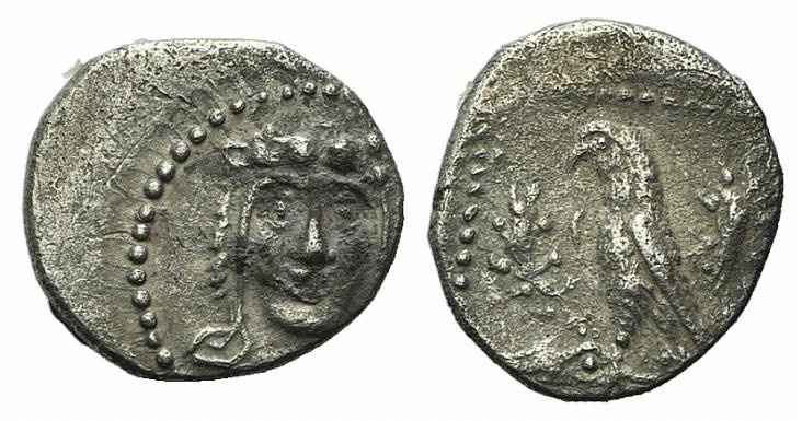 Cilicia, Uncertain, 4th century BC. AR Obol (10mm, 0.78g, 3h). Head of Herakles ...