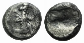 Achaemenid Kings of Persia, c. 450-375 BC. AR Siglos (15mm, 5.35g). Persian king or hero in kneeling-running stance r., holding spear and bow. R/ Incu...