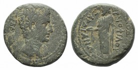 Augustus (27 BC-AD 14). Lydia, Sardis. Æ (19mm, 4.99g, 12h). Diodoros, son of Hermophilos, magistrate. Bare head r. R/ Zeus standing l., holding eagle...
