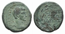 Augustus with Fabius Maximus as proconsul (27 BC-AD 14). Phrygia, Hierapolis. Æ (16mm, 4.03g, 12h). Dryas, grammateus demou, 10-9 BC. Bare head of Fab...