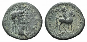 Claudius with Agrippina Junior (41-54). Lydia, Mostene. Æ (22mm, 4.71g, 12h). Pedanius, magistrate. Jugate draped busts of Claudius, laureate, and Agr...