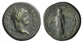 Nero (54-68). Lydia, Sardis. Æ (18mm, 4.06g, 12h). Ti. Cl. Mnaseas, strategos(?), c. AD 65. Laureate head r. R/ Zeus standing l., holding eagle and st...