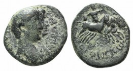 Nero with Agrippina Junior (54-68). Phoenicia, Orthosia. Æ (19mm, 4.76g, 11h). Jugate draped busts of Nero and Agrippina r. R/ Hades and Persephone in...