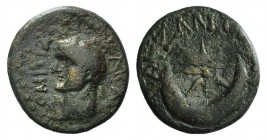 Domitian (Caesar, 69-81). Thrace, Byzantium. Æ (18mm, 3.74g, 7h). Laureate head l. R/ Star within crescent. RPC II 367; SNG Copenhagen 506. Brown pati...