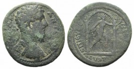 Marcus Aurelius (161-180). Lydia, Philadelphia. Æ (30mm, 13.63g, 6h). Eugenetor, magistrate. Laureate and cuirassed bust r. R/ Helios advancing r. wit...