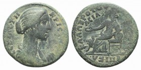 Crispina (Augusta, 178-182). Phrygia, Ococleia. Æ (25mm, 7.49g, 6h). Kl. Kalobrotos, asiarch. Draped bust r. R/ Cybele seated l., wearing kalathos, ho...