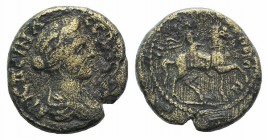 Crispina (Augusta, 178-182). Pisidia, Etenna. Æ (18mm, 5.66g, 1h). Draped bust r. R/ Emperor (Commodus?) on horseback r., raising r. arm. RPC IV onlin...