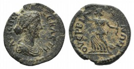 Crispina (Augusta, 178-182). Pisidia, Verbe. Æ (19mm, 5.02g, 6h). Draped bust r. R/ Artemis advancing l., head r., drawing arrow from quiver at should...