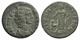Julia Domna (Augusta, 193-217). Phrygia, Laodicaea ad Lycum. Æ (21mm, 6.22g, 6h). Draped bust r. R/ Zeus Aseis standing r., touching head of goat, hol...