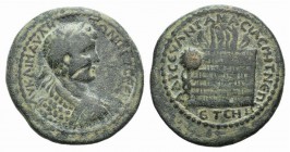 Caracalla (197-217). Pontus, Amasia. Æ (32mm, 18.98g, 6h), year 208 (206/7). Laureate, draped and cuirassed bust r. R/ High altar surmounted by smalle...