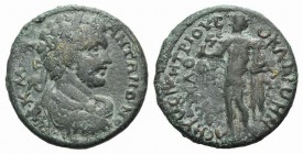 Caracalla (197-217). Phrygia, Cadi. Æ (29mm, 12.67g, 6h). [...]YK M[…] ANTΩNON, Laureate, draped and cuirassed bust r. R/ [...]HTPIOYC O KAΔHNΩN […], ...
