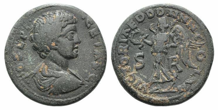 Geta (Caesar, 198-209). Pisidia, Antioch. Æ (30mm, 21.76g, 6h). Draped and cuira...