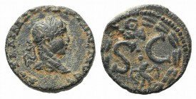 Elagabalus (218-222). Seleucis and Pieria, Antioch. Æ (19mm, 5.60g, 12h). Laureate head r. R/ S • C, Δ Є above, eagle below; all within laurel wreath....
