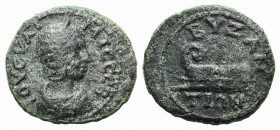 Julia Soemias (218-222). Thrace, Byzantium. Æ (25mm, 6.75g, 12h). Diademed and draped bust r. R/ Prow of galley l. SNG Copenhagen -; BMC -. Rare, gree...