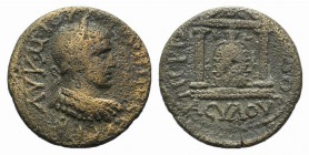 Maximinus I (235-238). Pamphylia, Perge. Æ (24mm, 8.46g, 12h). Laureate and cuirassed bust r. R/ Cult idol of Artemis Pergaia, flanked by star and cre...