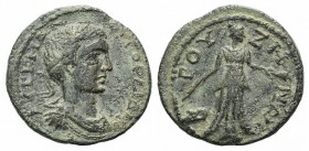 Gordian III (238-244). Phrygia, Bruzus. Æ (25mm, 7.32g, 12h). Laureate, draped and cuirassed bust r. R/ Hekate standing facing on globe, head r., hold...