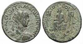 Herennius Etruscus (Caesar, 249-251). Cilicia, Mallus. Æ (30mm, 17.78g, 6h). Radiate, draped and cuirassed bust r. seen from behind. R/ Tyche seated l...