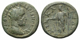 Valerian I (253-260). Bithynia, Nicaea. Æ (24mm, 7.26g, 6h). Radiate, draped and cuirassed bust r. R/ Demeter standing l., holding grain ears and long...