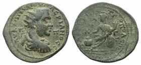 Valerian I (253-260). Cilicia, Tarsus. Æ (33mm, 18.33g, 6h). Radiate, draped and cuirassed bust r. R/ Athena, representing the Assembly of Tarsus, dro...