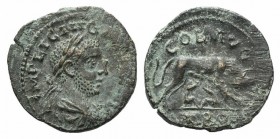 Gallienus (253-268). Troas, Alexandria. Æ (23mm, 5.20g, 6h). Laureate, draped and cuirassed bust r. R/ She-wolf standing r., suckling Twins. Bellinger...