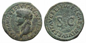 Germanicus (died 19 BC). Ӕ As (26mm, 9.27g, 6h). Restitution under Titus, Rome, 80-1. Bare head of Germanicus l. R/ SC in field. RIC II 442 (Titus). N...