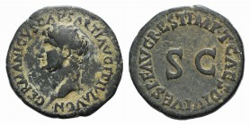 Germanicus (died 19 BC). Ӕ As (26mm, 10.03g, 6h). Restitution under Titus, Rome, 80-1. Bare head of Germanicus l. R/ SC in field. RIC II 442 (Titus). ...