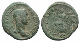Severus Alexander (222-235). Æ Sestertius (31mm, 22.63g, 12h). Rome, AD 228. Laureate bust r., drapery on l. shoulder. R/ Roma seated l. on shield, ho...