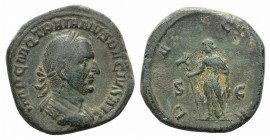 Trajan Decius (249-251). Æ Sestertius (30mm, 19.33g, 12h). Rome, 249-251. Laureate, draped and cuirassed bust r. R/ Dacia standing l., holding standar...