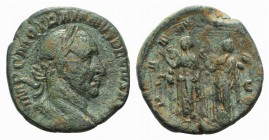 Trajan Decius (249-251). Æ Sestertius (26mm, 13.75g, 12h). Rome, 249-251. Laureate, draped, and cuirassed bust r. R/ The two Pannonias standing facing...