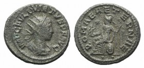 Quietus (Usurper, 260-261). Antoninianus (19mm, 3.90g, 12h). Samosata. Radiate, draped and cuirassed bust r. R/ Roma seated l. on throne, holding crow...