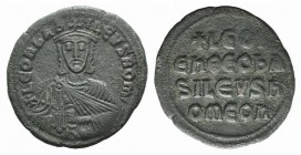 Leo VI (886-912). Æ 40 Nummi (27mm, 7.36g, 6h). Constantinople. Facing bust, wearing crown and chlamys, holding akakia. R/ Legend in four lines across...