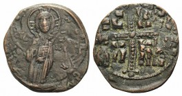 Anonymous, time of Michael IV, c. 1034-1041. Æ 40 Nummi (28mm, 6.70g, 6h). Constantinople. Christ Antiphonetes standing facing, holding Gospels. R/ IC...