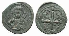 Anonymous, time of Nicephorus III (1078-1081). Æ 40 Nummi (22mm, 3.90g, 6h). Constantinople. Bust of Christ Pantokrator facing, raising hand in benedi...