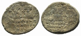 Stephan, Apo hypatos, patricios, and genikos commerciarios of the Apotheke of Pamphylia, 659-668. PB Seal (34mm, 25.84g, 12h). Legend in three lines, ...