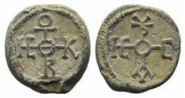 Byzantine Pb Seal, c. 7th-12th century (24mm, 14.06g, 12h). Cruciform monogram. R/ Cruciform monogram. Good VF