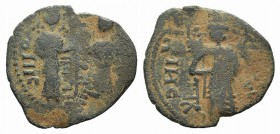 Islamic, Anatolia & al-Jazira (Post-Seljuk). Zangids, Nur al-Din Mahmud (AH 541-569 / AD 1146-1173). Æ Dirham (25mm, 3.61g, 6h). Unnamed (Halab). Two ...