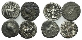 Baktria, Indo-Greek Kingdom, lot of 4 AR Drachms, to be catalog. Lot sold as is, no return