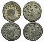 Gallienus (253-268). Lot of 2 Antoninianii (with Pax and Virtus). Lot sold as is, no return