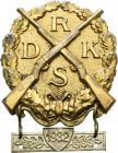 Organisationsabzeichen
Reichsverband Deutscher Kleinkaliber-Schützenverbände (RDKS) Große Ehrennadel der Schießauszeichnung in Gold 1932. Mit Spange ...