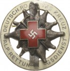 Drittes Reich
 Teilemailliertes Bronzeabzeichen o.J. Alpenrettungsdienst des Roten Kreuzes. 45,15 mm, 16,86 g. Rs. GES. GESCH. und Nadel Hüsken vgl. ...